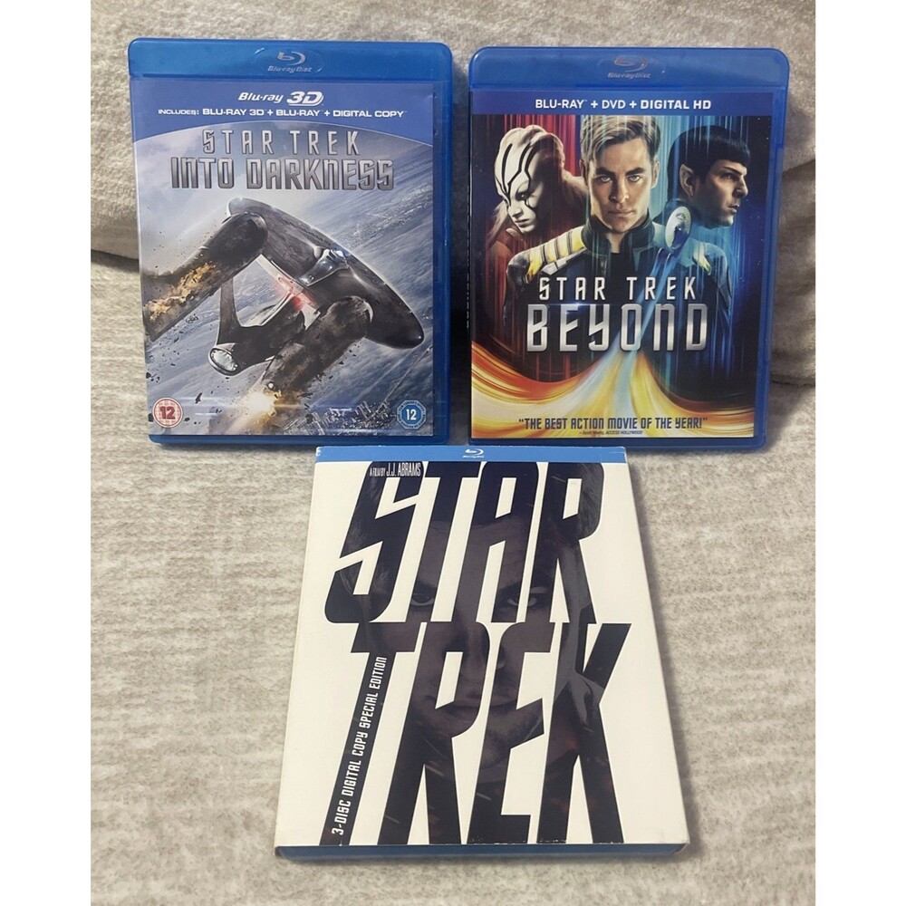 DVD Blu-Rays Lot of 3 Sci Fi Star Trek Trilogy, Into Darkness, Beyond